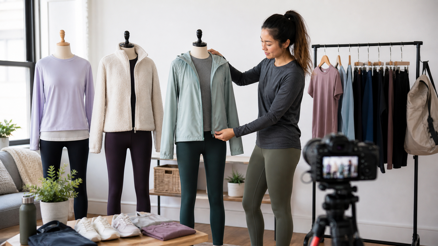Creator comparing lightweight clothing layers for different conditions