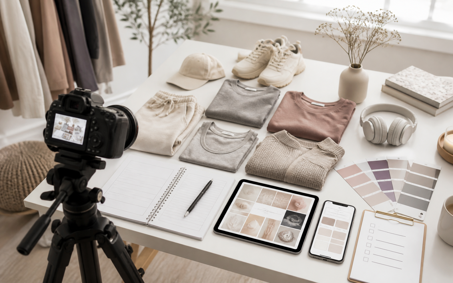 Fashion creator workspace for product flat lays and disclosure planning