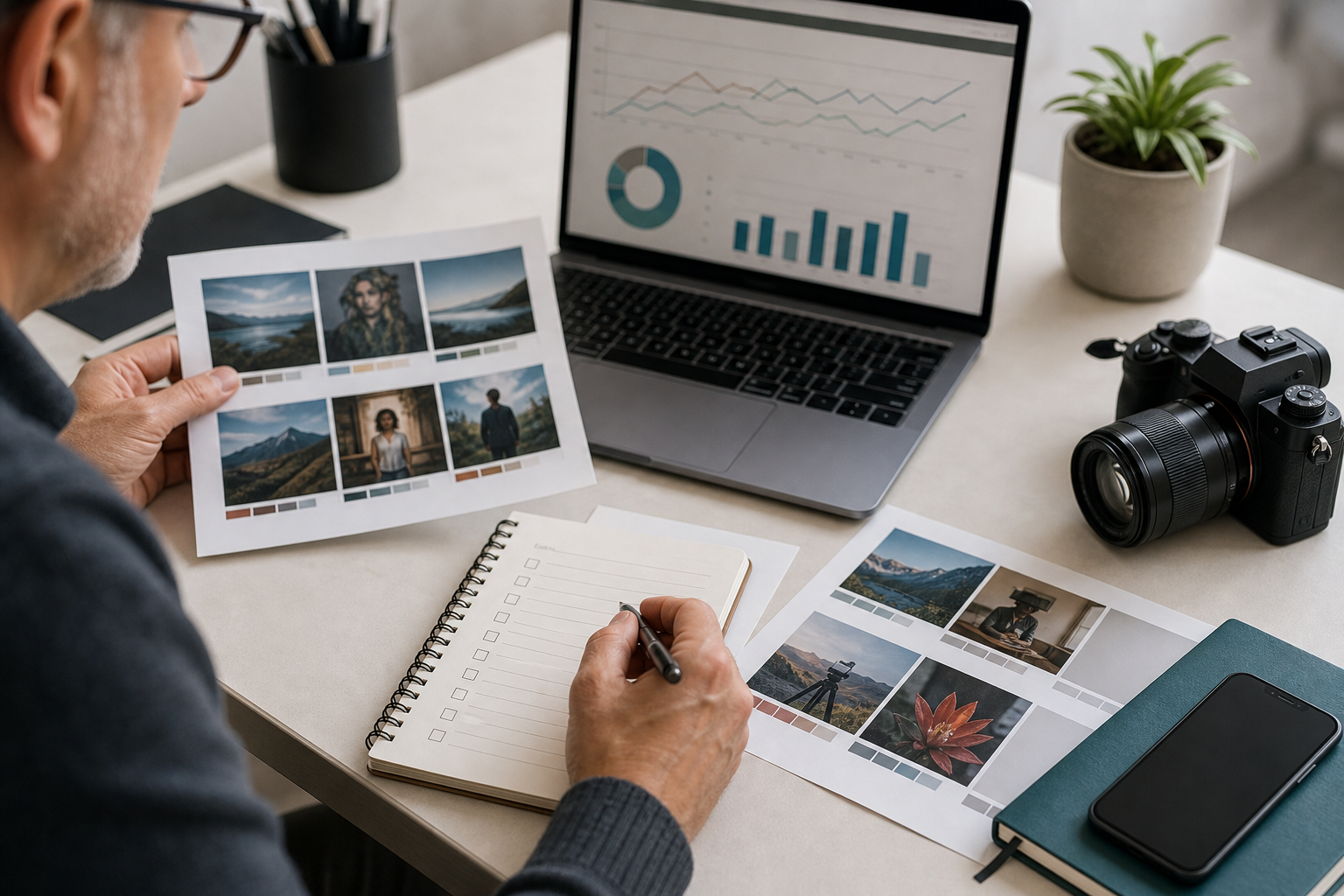 Creator reviewing portfolio samples and analytics before a partnership application