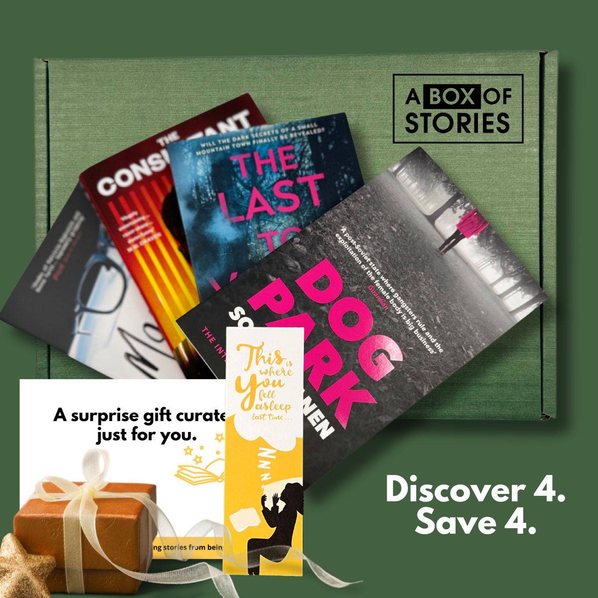 A Box of Stories influencer campaign creative showing a themed book box