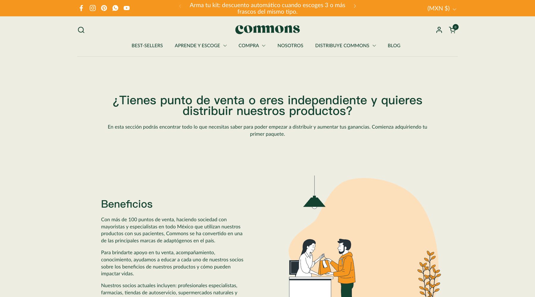 Commons official distributor page explaining partnership benefits and support