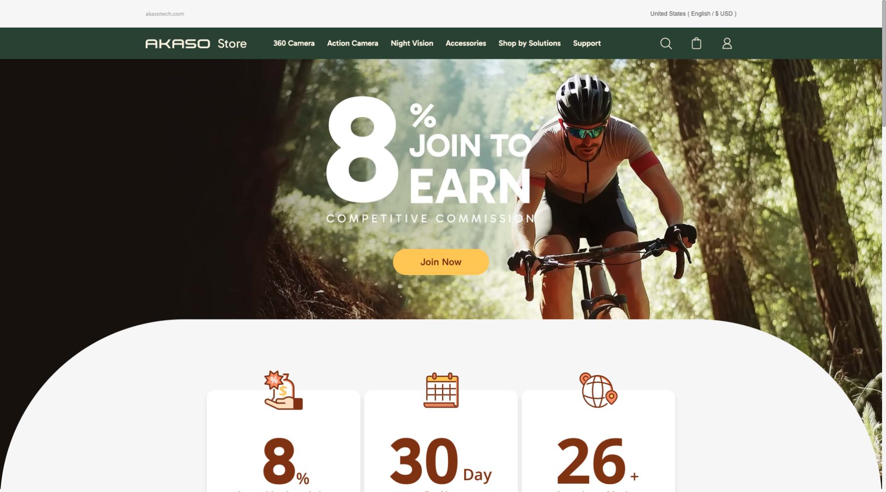 AKASO official affiliate page for camera and outdoor-content creators