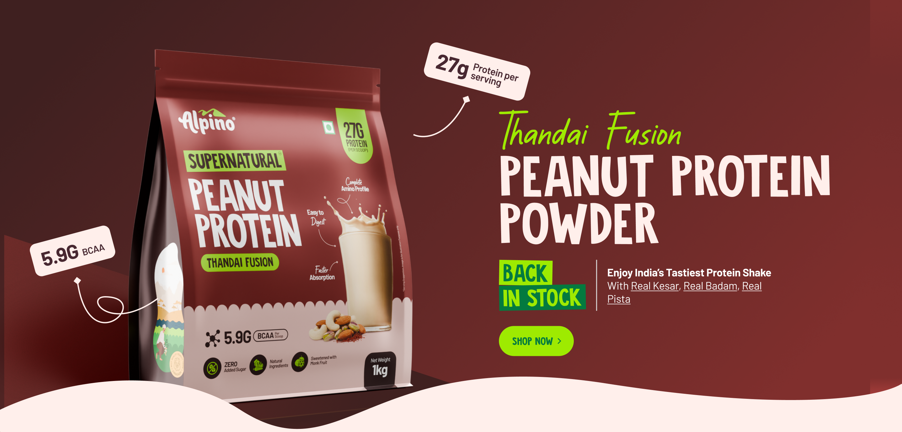 Alpino official peanut protein powder campaign banner