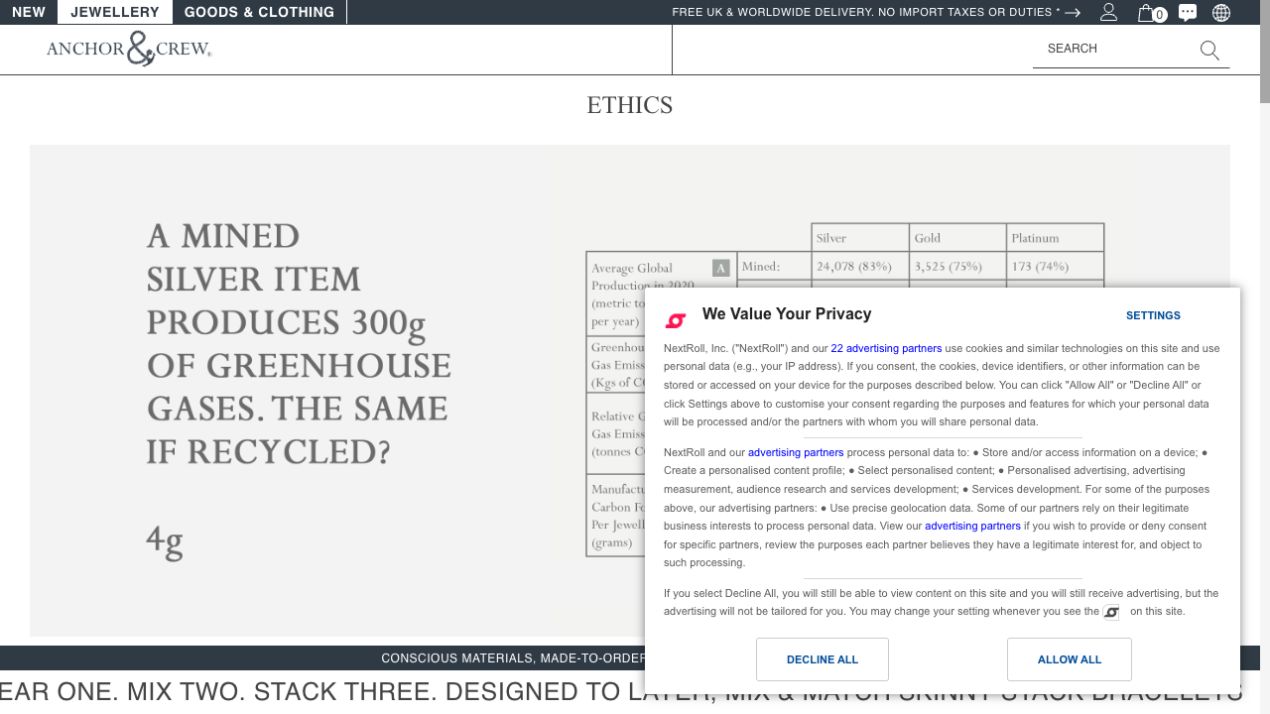 Anchor and Crew official ethics and traceability page