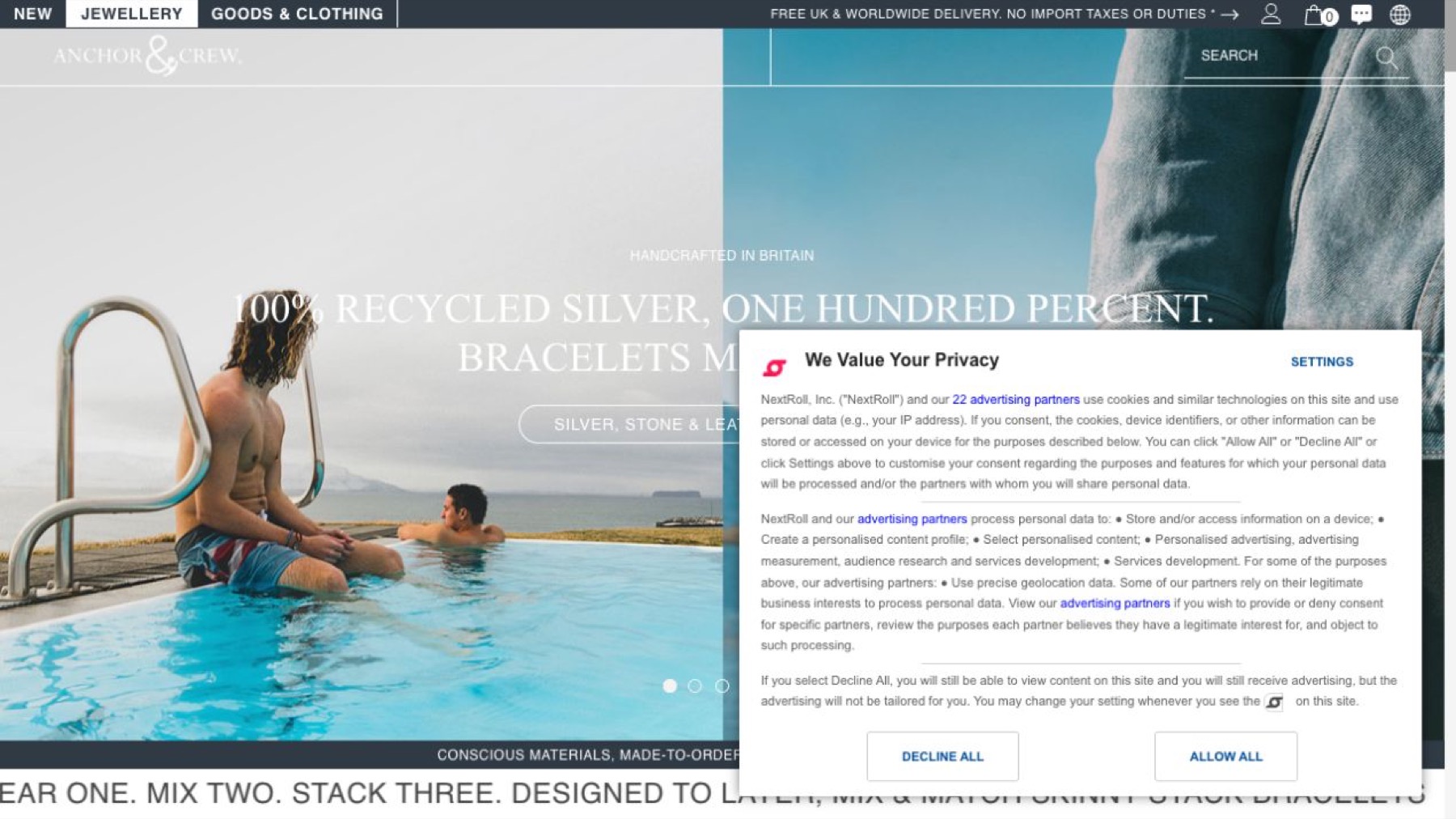 Anchor and Crew official jewellery and accessories homepage