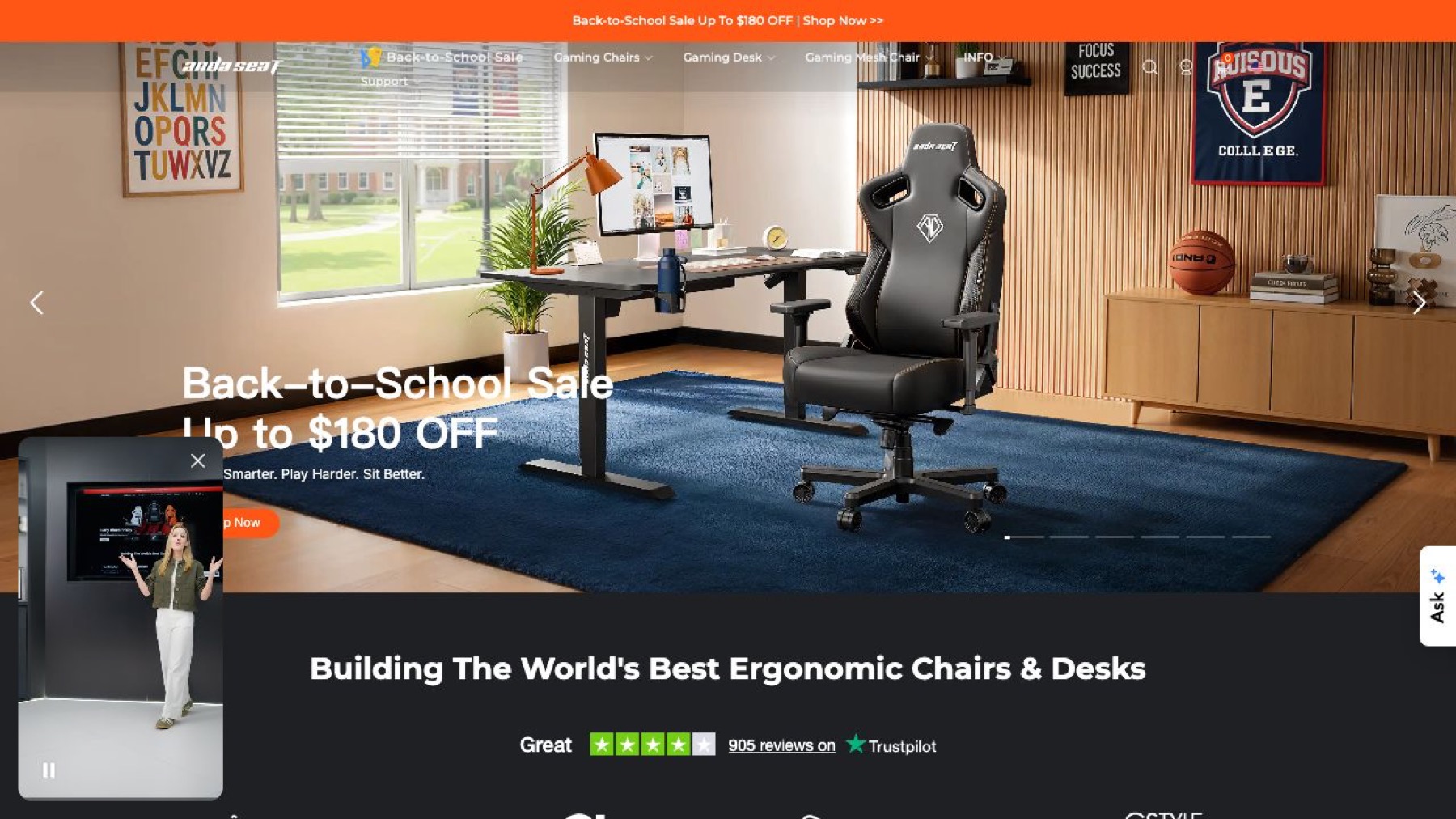 AndaSeat official gaming and ergonomic chair homepage
