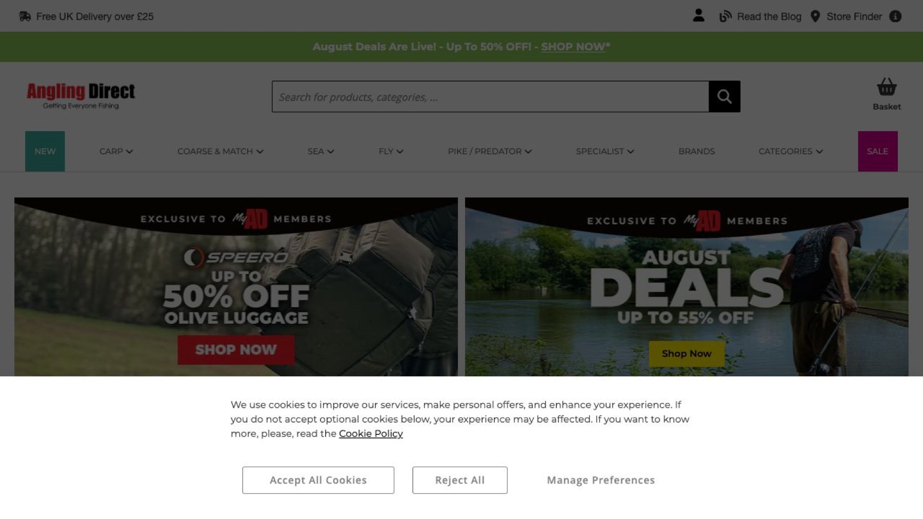 Angling Direct official fishing tackle homepage